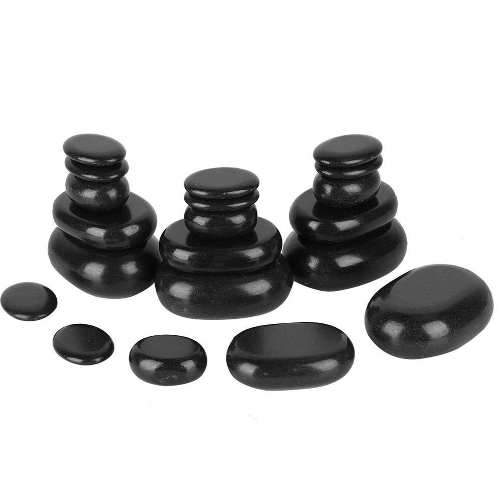 20Pcs/Set Massage Stones, Hot Rock Massages, Hot Spa Black Basalt Oval Shape Stone Hot Stones for Massage for Essential Oil Pedicure Massage Body Relaxation