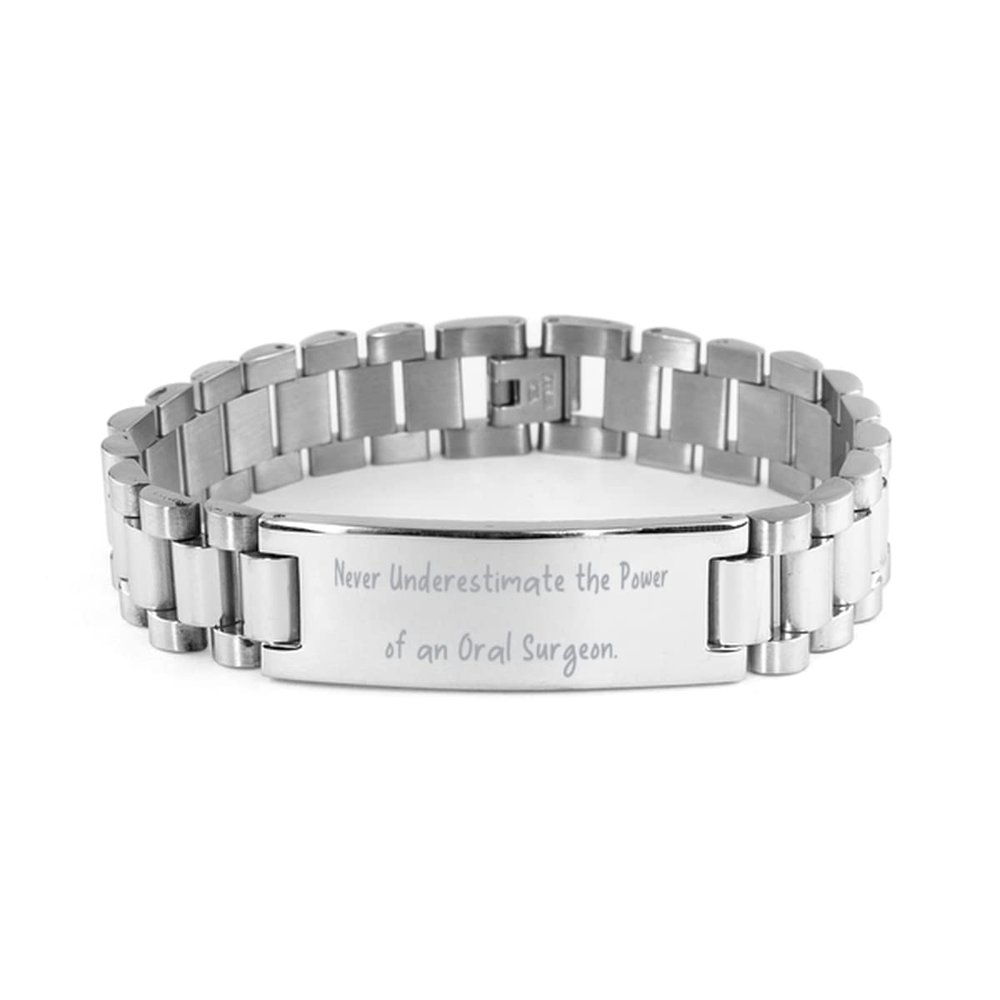 Amangny Never Underestimate The Power of an. Ladder Bracelet, Oral surgeon Present from Team Leader, Nice Engraved Bracelet for Coworkers, Dental health, Toothbrush, Toothpaste, Floss, Mouthwash