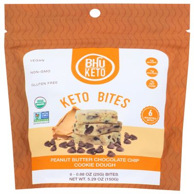 Bhu Foods Peanut Butter Chocolate Chip Cookie Dough, Non GMO, 5.29 Ounces (Pack Of 6)
