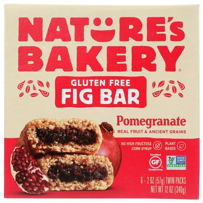 Nature's Bakery Pomegranate Fig Bars, 6 Count, Vegan, Non GMO, 12 Ounces (Pack Of 6)
