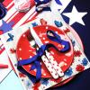 AnyDesign 80Pcs Patriotic Paper Napkins Red Blue Floral Disposable Napkins 4th of July Flower Butterfly Dessert Dinner Hand Napkin for Independence Day Memorial Day Supplies, 6.5 x 6.5 Inch view 4