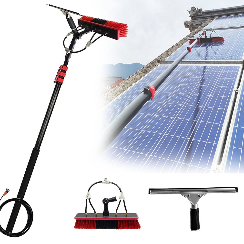 Window Cleaning Pole, Water Fed Telescopic Window Cleaning Brush, Extendable Cleaner Roof Cleaning Tools Window Cleaner Kit for Photovoltaic Panel, Trucks, Bus, Cars,10.8m