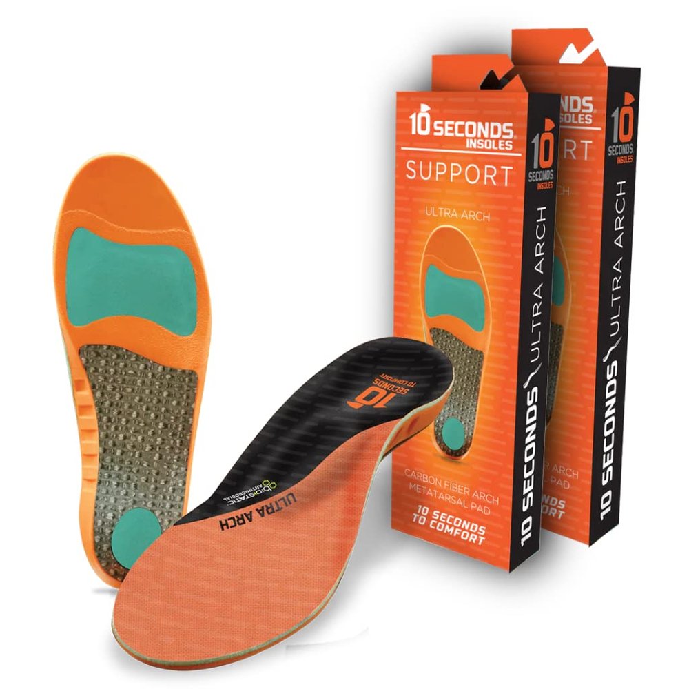 3810 Ultra Arch Support Foam Cushion Insoles for Men & Women w/Metatarsal Pad, Plantar Fasciitis Relief, Morton's Neuroma Metatarsalgia Orthotics, Heavy Impact Shoe Insert (M 10, W 12) 2-Pack