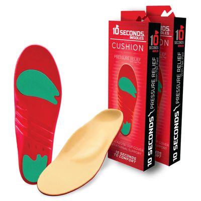 10 Seconds Pressure Relief 3030 with Metatarsal Pad  Ultra Cushioned - Medium Arch Support - Medium Arch Height, Trim to Fit, Molds to Foot Plastazote Memory Foam Topper (M 11, W 13) 2-Pack
