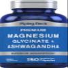Piping Rock Magnesium Glycinate and Ashwagandha | 150 Capsules | Premium Complex Formula | Vegetarian Supplement | Non-GMO, Gluten Free view 1