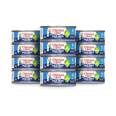 Chicken of the Sea Solid White Premium Albacore Tuna in Water, Low Sodium, Wild Caught Tuna, 5 oz. Can (Pack of 12)
