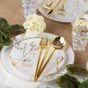 EcoQuality 9" inch Round White Plastic Plates with Gold Floral Antique Design - Disposable China Like Party Plates, Heavy Duty Salad Plates, Dinner Plate, Desserts, Wedding, Serveware (30 PACK) view 2