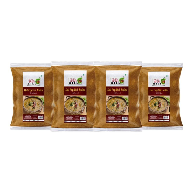 90's MILL Authentic Punjabi Dal Tadka/Dal Fry Masala Powder, Easy to Use Dal Fry/Dal Tadka Masala Mix, Cooking Essentials for Fine Taste, Multipurpose Dal Fry Masala for Unique Flavor-190Gx4Pk