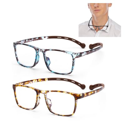 AQWANO 2 Pack Reading Glasses for Women Men Neck Hanging Blue Light Block Durable Flexible TR90 Ultra-light Readers Anti Glare, 2.25