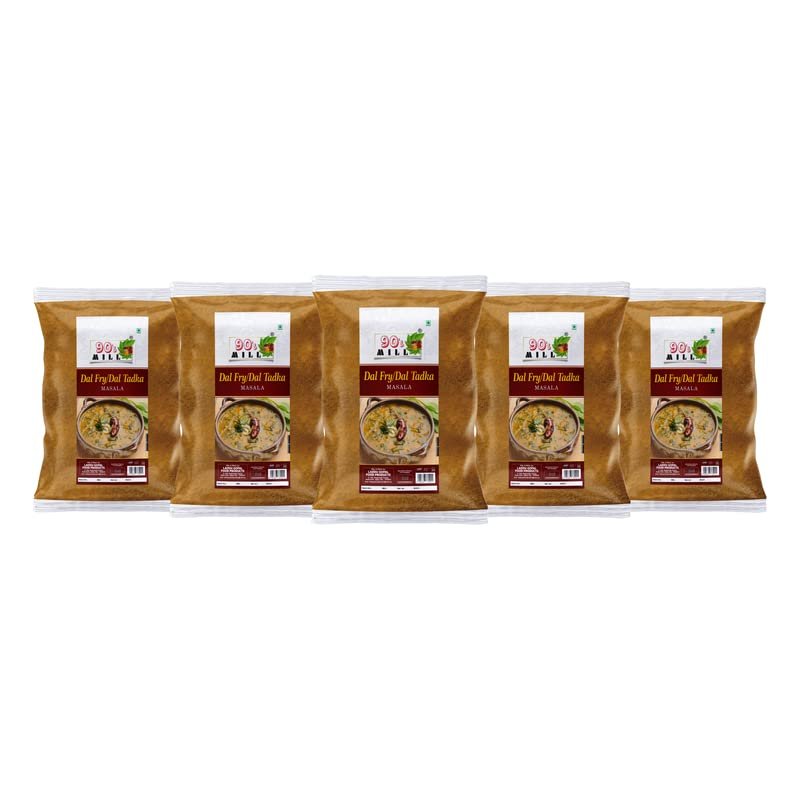 90's MILL Authentic Punjabi Dal Tadka/Dal Fry Masala Powder, Easy to Use Dal Fry/Dal Tadka Masala Mix, Cooking Essentials for Fine Taste, Multipurpose Dal Fry Masala for Unique Flavor-150Gx5Pk