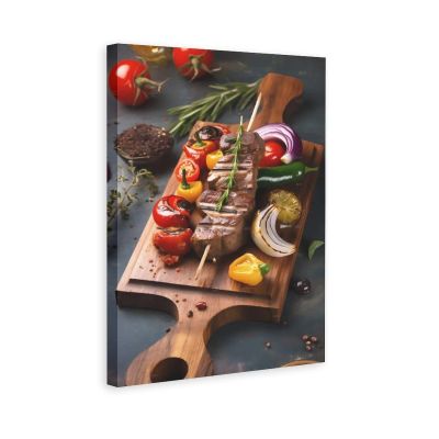 Food Kebab Vegetable Skewer Beef Tomato Green Pepper Onion Vanilla Room Aesthetics Posters Canvas Posters Bedroom Decoration Sports Office Decoration Gifts Wall Art Decoration Printing Posters 24x36in