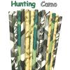 100 pcs Mixed Themed Party Paper Straws, Decorative Green Grey Yellow Camouflage Camo Military Picnic BBQ Hunter Juice Coffee Bar Drinking Straws, Safari Wedding Cake Pop Sticks (Hunting Camo) view 2