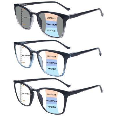 COJWIS 3 packs Progressive Multifocus Reading Glasses for Women Men UV Protection Contains Multifocal Sunglasses with Spring Hinge (3 Mix Color, 2.25, multiplier_x)