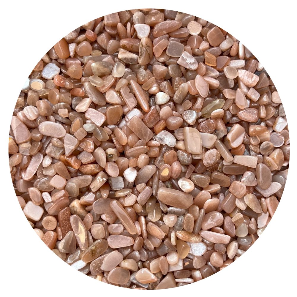 Wholesale Natural Semi Tumbled Multi Peach Moonstone Gemstone Chips, Crushed Mini Crystals, Undrilled Crystal Chips (Multi Peach Moonstone, 10 Pounds)