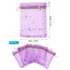 PATIKIL Moon Star Printed Organza Bags, 50 Pcs 4.72x3.5 Inch Drawstring Mini Pouches Favor Gift Candy Jewelry Bags for Christmas Thanksgiving Festival Party Wedding, Dark Purple view 2