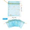 PATIKIL Moon Star Printed Organza Bags, 50 Pcs 4.72x3.5 Inch Drawstring Mini Pouches Favor Gift Candy Jewelry Bags for Christmas Thanksgiving Festival Party Wedding, Sky Blue view 2