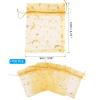 PATIKIL Moon Star Printed Organza Bags, 100 Pcs 4.72x3.5 Inch Drawstring Mini Pouches Favor Gift Candy Jewelry Bags for Christmas Thanksgiving Festival Party Wedding, Gold view 2