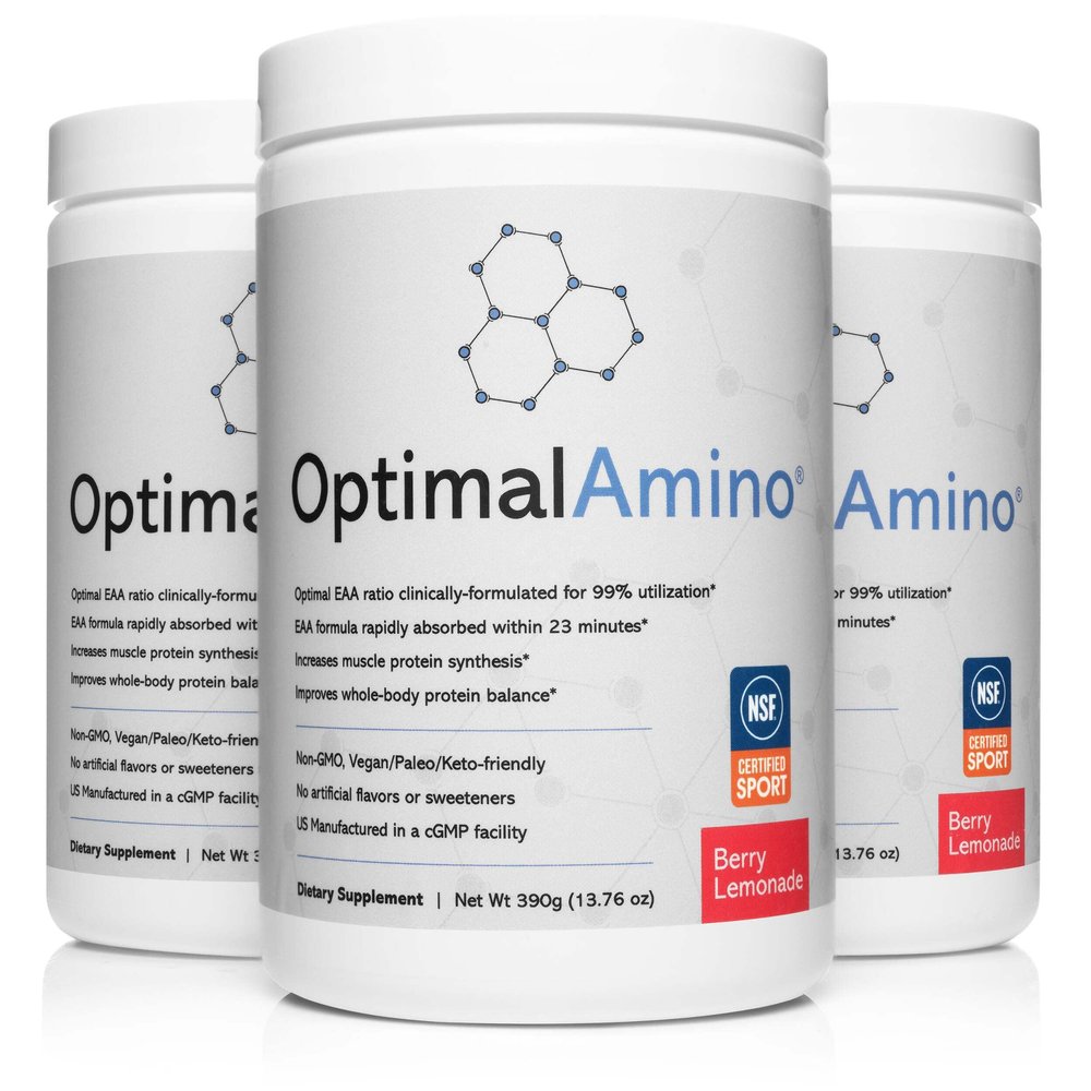 OptimalAmino Elite Bundle (3 Months) Best Pre/Post Workout Recovery Drink, 99% Utilization Essential Amino Acid Supplement, NSF Certified for Sport Certified