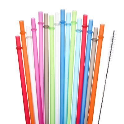 25pcs reusable straws, 9 inch, hard plastic straws, 16oz -30oz large cup straws colored with cleaning brush, BPA-free (25 solid color blends +1 straw brush, 7.3 * 230mm/0.28 * 9 inches