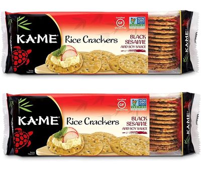 KA-ME Black Sesame and Soy Sauce Rice Crackers 3.5 oz, Authentic Asian Ingredients, Certified Gluten-Free, No Artificial Flavors/Colors, Non GMO - (2 Pack)