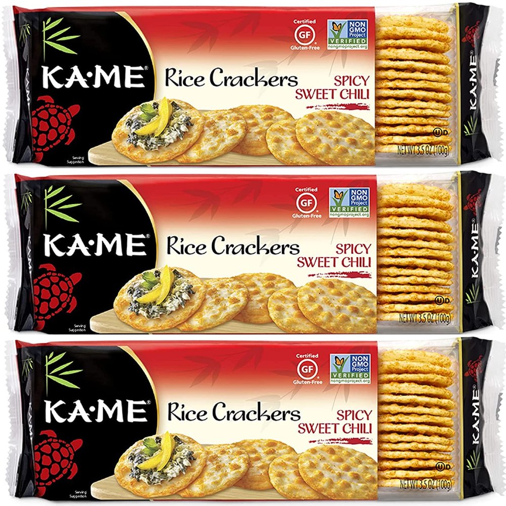 Ka-Me Rice Crackers Gluten Free And Non GMO Verified - Spicy Sweet Chili (3 Pack)