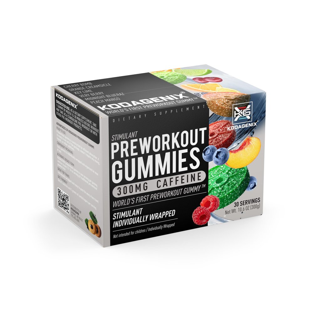 Kodagenix Pre Workout Gummies for Men and Women with Caffeine, L-Citrulline and Beta Alanine - World's First Preworkout Gummy - High Stim Preworkout for Men and Women - USA-Made - 30 Servings