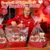 6Set Valentine's Day Baskets for Gifts Empty - Sturdy Kraft Gift Basket Kit, with Cellophane Wrap and Pull Bows for Anniversary Wedding Holiday Celebration Gift Wrapping, Red view 4
