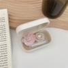 RURAUOGR Cute Contact Lens Case, Flower Design Pearl Inlay Glasses Case Travel Kit (White) view 3