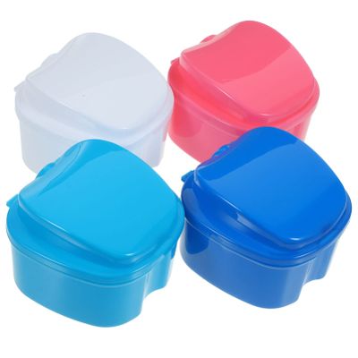 Healifty 4Pcs Case Bath Case Cup Box Holder Storage Soak Container with Strainer Basket for Travel Cleaning