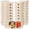 Yesland 50 Pcs Compostable Take Out Food Containers with Lid, 33 oz Bagasse to Go Container 2 Compartment Rectangular Disposable Paper Bowl, Meal Prep Food Container for Salad Leftovers view 1