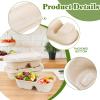 Yesland 50 Pcs Compostable Take Out Food Containers with Lid, 33 oz Bagasse to Go Container 2 Compartment Rectangular Disposable Paper Bowl, Meal Prep Food Container for Salad Leftovers view 3