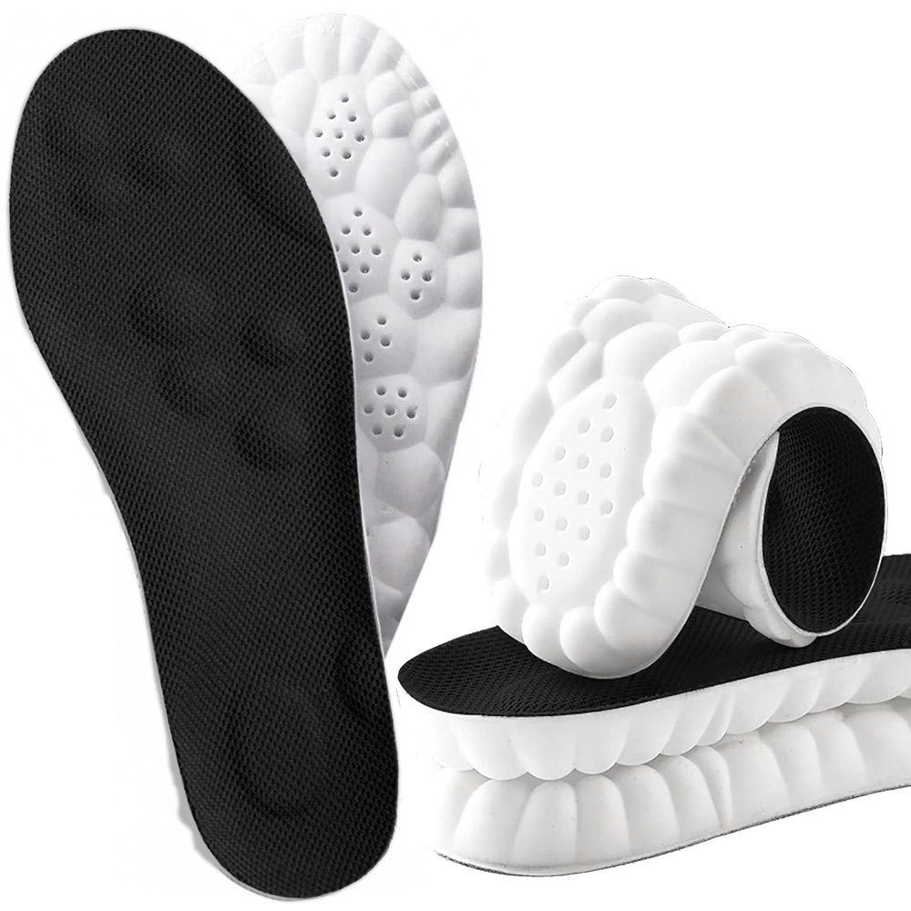 2 Pairs 4D Cloud Insoles for Men,4D Cloud Technology Insole Super Soft,4D Sports Memory Foam Insoles,Elastic Strong Arch Shock-Absorbing Insole for Men Women (Black, 39-40)