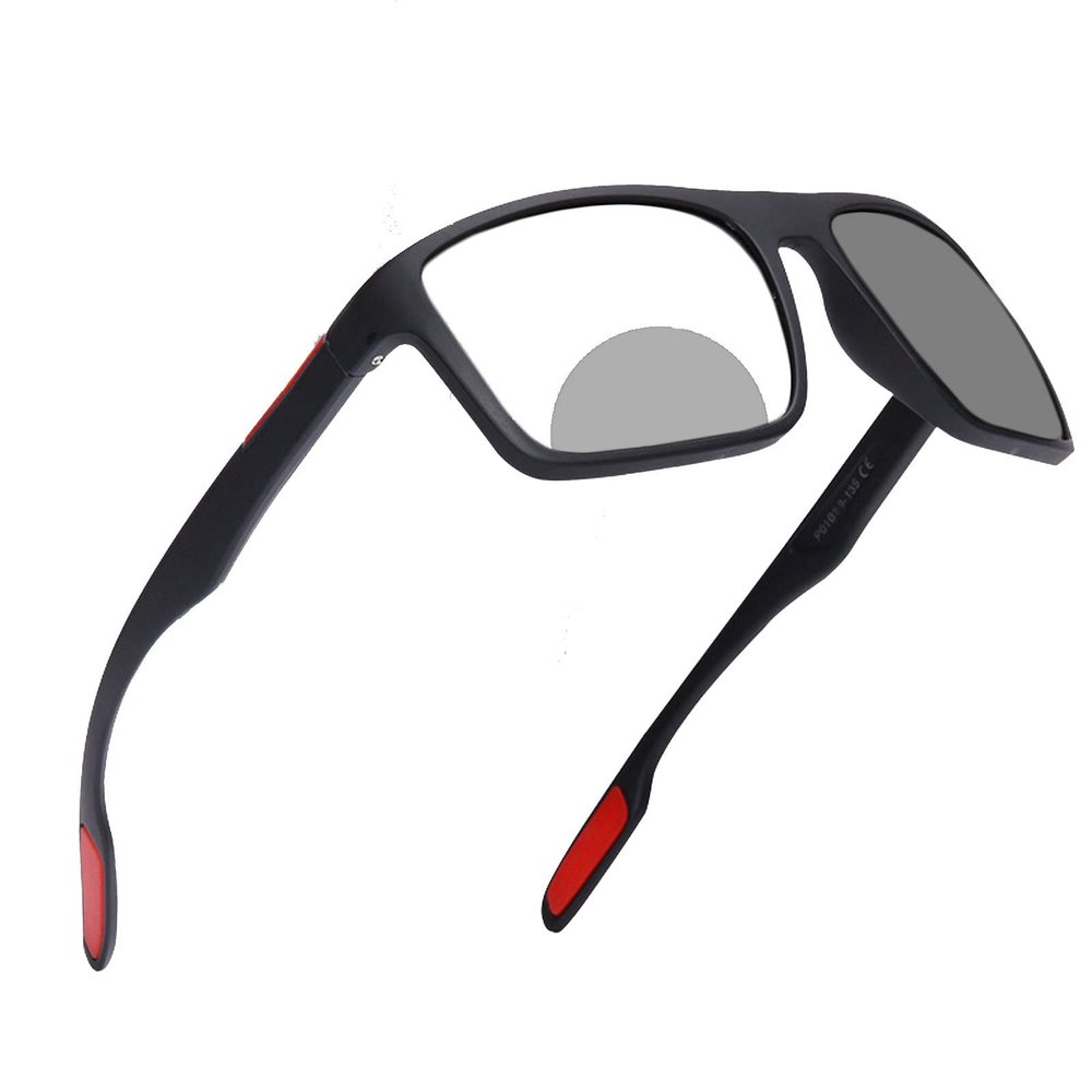 2023 Transition Photochromic Bifocal Reading Glasses for Men Women Square Safety Sports Sunglasses Readers (black, 4, multiplier_x)