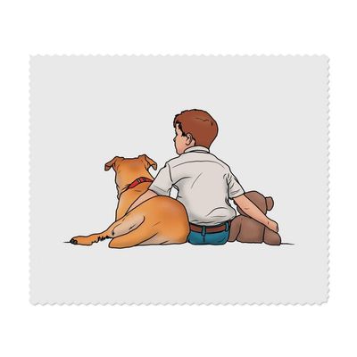Azeeda 2 x 'Boy, Dog & Teddy Bear' Microfibre Lens/Glasses Cleaning Cloths (LC00020567)