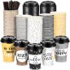 Gerrii 100 Pack Disposable Coffee Cups with Lids and Straws, Motivational Paper Cups with 6 Quotes and Designs Disposable Hot Cups for Water, Juice, Coffee, Tea, Home, Shop Cafe(Stylish Style, 16 oz) view 1