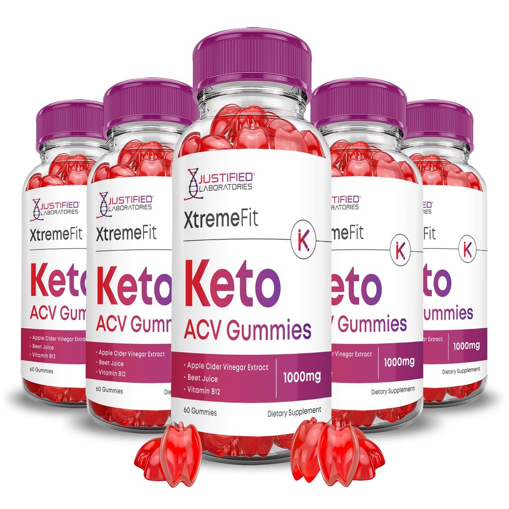 (5 Pack) Xtreme Fit Keto ACV Gummies Advanced Formula 1000MG XtremeFit Keto Gummies Apple Cider Vinegar Formulated with Pomegranate Beet Juice Powder B12 Vegan Non GMO 300 Gummys