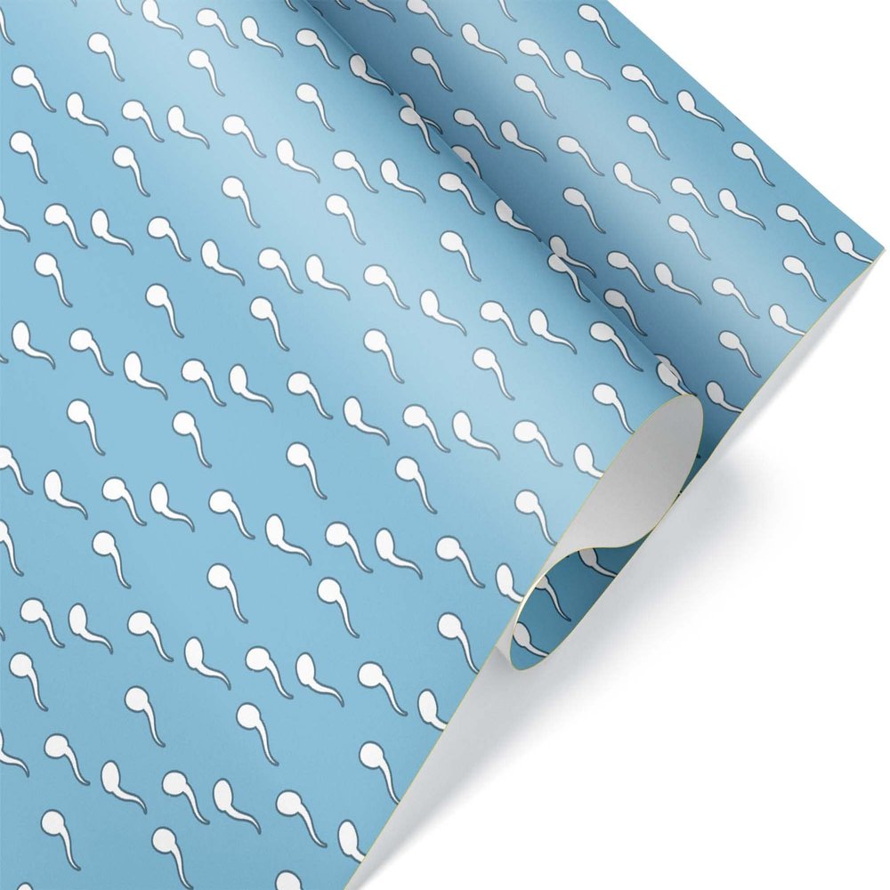 Blue and White Sperm Gift Wrap Thick Wrapping Paper Baby Shower Theme Party Decor (One 20 inch x 30 inch sheet)