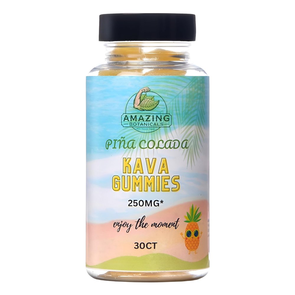 Amazing Botanicals Tropical Pina Colada Kava Gummies - 250mg per Gummy - Vegan, Gluten-Free - 30 Gummies