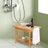 Shower Bench Stool for Inside Shower: Gnomiya 2-Tier Bamboo Shower Seat with Storage Shelf for Shaving Legs, Wood Shower Chair with Handle for Seniors Adults Disabled Women view 4