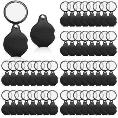Hoteam 48 Pcs 10X Small Magnifying Glass Mini Pocket Magnifier with Rotating Protective Cover, Folding Magnify Glass Small Magnifying Lens for Reading, Jewelry, Hobby