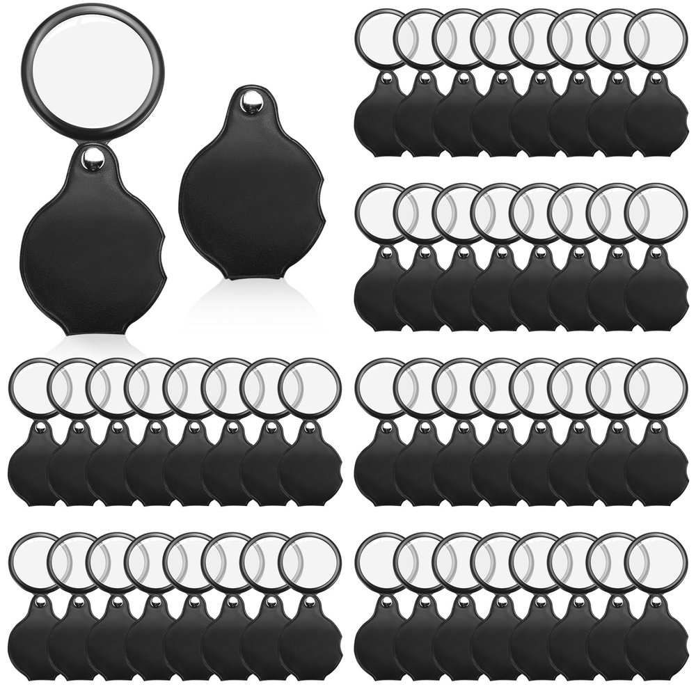 Hoteam 48 Pcs 10X Small Magnifying Glass Mini Pocket Magnifier with Rotating Protective Cover, Folding Magnify Glass Small Magnifying Lens for Reading, Jewelry, Hobby