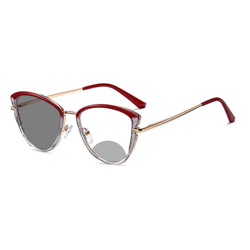 2023 Transition Photochromic Cat Eye Bifocal Reading Glasses For Women Outdoor driving Sunglasses Readers (red, 0, multiplier_x)