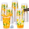 Blulu 60 Pcs Lemon Party Cups Bulk 16 oz Lemon Theme Disposable Plastic Cups Summer Lemonade Stand Hot Cold Drinks Supplies for Summer Fruit Party Supplies Favors view 1