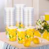 Blulu 60 Pcs Lemon Party Cups Bulk 16 oz Lemon Theme Disposable Plastic Cups Summer Lemonade Stand Hot Cold Drinks Supplies for Summer Fruit Party Supplies Favors view 3
