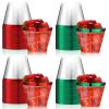 Zhehao 100 Pcs 9 oz Rimmed Plastic Cups Clear Wine Glasses Heavy Duty Cocktail Cups for Wedding Birthday Holiday Party Reception(Red, Green) view 1