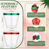 Zhehao 100 Pcs 9 oz Rimmed Plastic Cups Clear Wine Glasses Heavy Duty Cocktail Cups for Wedding Birthday Holiday Party Reception(Red, Green) view 2