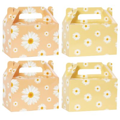 12 Pcs Daisy Flower Treat Boxes Party Supplies Hippie Daisy Flower Summer Party Favors Goodie Gift Boxes for Girls Birthday Baby Shower Wedding Decorations Retro Hippie Boho Treat Candy Box Home