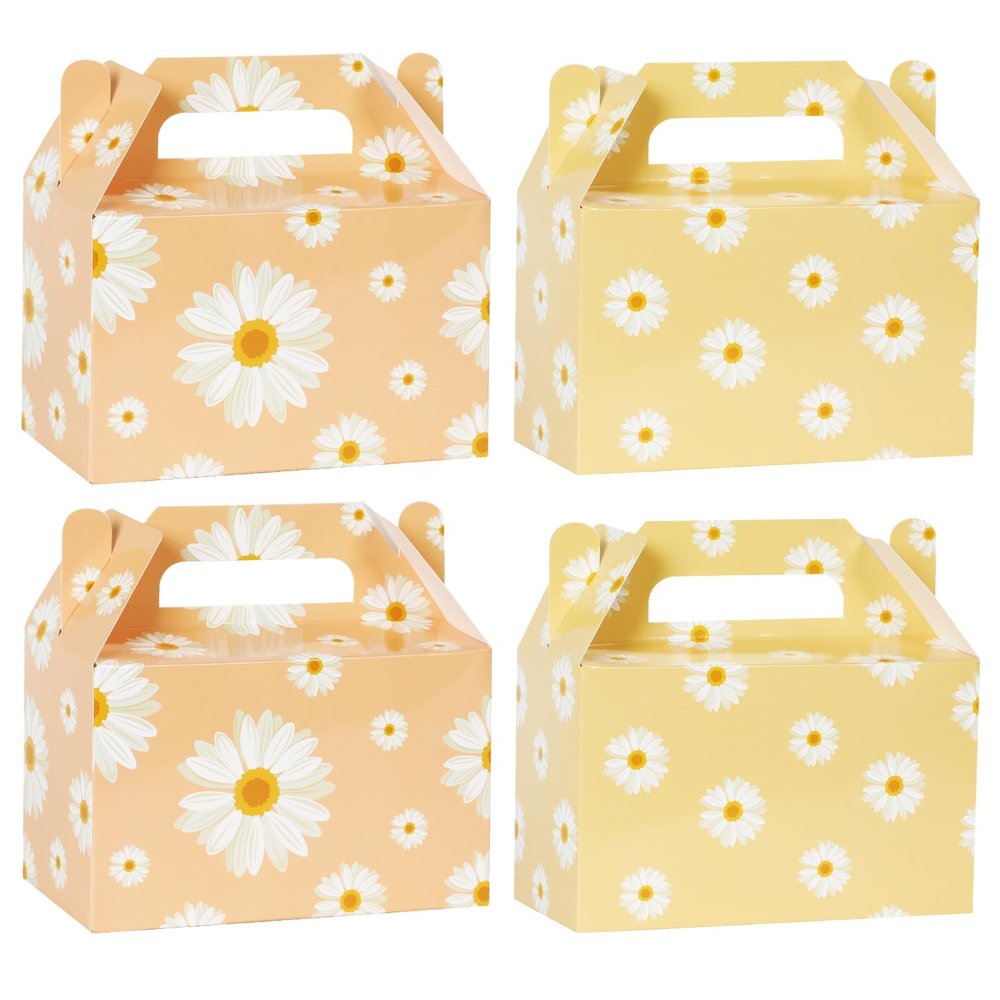 12 Pcs Daisy Flower Treat Boxes Party Supplies Hippie Daisy Flower Summer Party Favors Goodie Gift Boxes for Girls Birthday Baby Shower Wedding Decorations Retro Hippie Boho Treat Candy Box Home