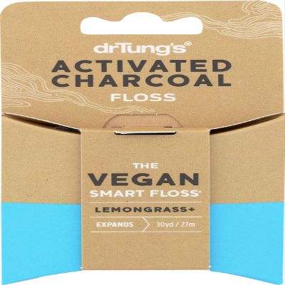 Dr. Tungs Activated Charcoal Dental Floss, Gluten Free, Vegan, 30 Yards (Pack Of 6)