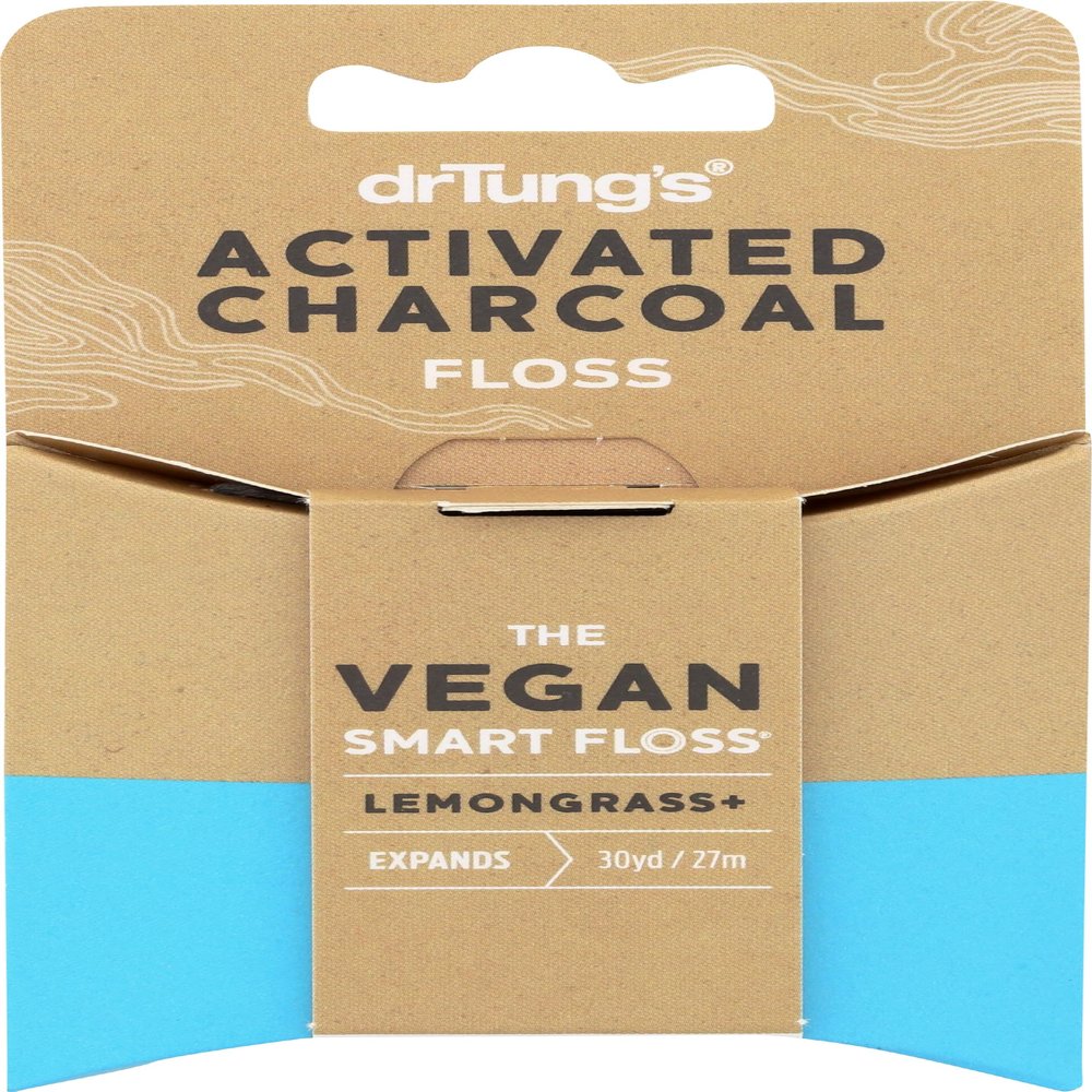 Dr. Tungs Activated Charcoal Dental Floss, Gluten Free, Vegan, 30 Yards (Pack Of 6)